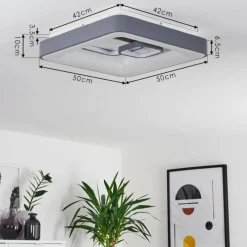 hofstein Plafonnier Gabbiana LED Gris, Blanc, 1 lumière, Télécommandes