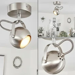 hofstein Plafonnier Gadmen Chrome, Nickel mat, 1 lumière