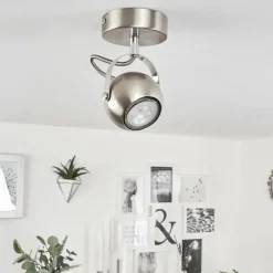 hofstein Plafonnier Gadmen Chrome, Nickel mat, 1 lumière