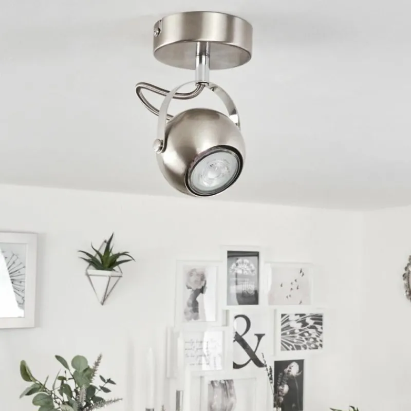 hofstein Plafonnier Gadmen Chrome, Nickel mat, 1 lumière