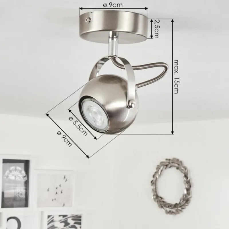 hofstein Plafonnier Gadmen Chrome, Nickel mat, 1 lumière