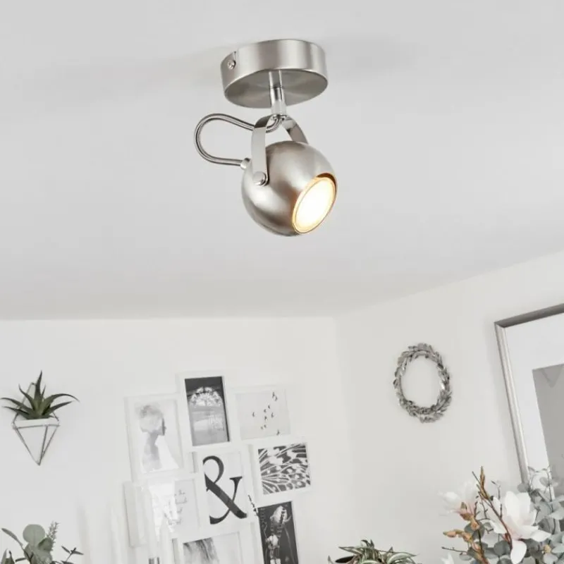 hofstein Plafonnier Gadmen Chrome, Nickel mat, 1 lumière