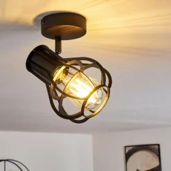 Luminaires Rustiques-hofstein Plafonnier Gainesville Noir, 1 lumière