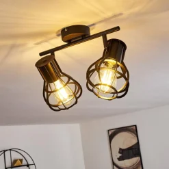 Luminaires Rustiques-hofstein Plafonnier Gainesville Noir, 2 lumières