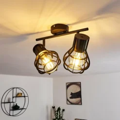 Luminaires Rustiques-hofstein Plafonnier Gainesville Noir, 2 lumières