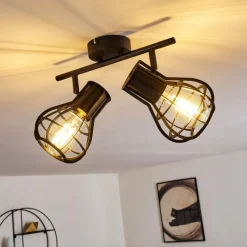 Luminaires Rustiques-hofstein Plafonnier Gainesville Noir, 2 lumières
