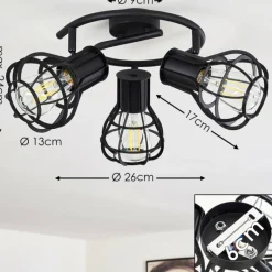 hofstein Plafonnier Gainesville Noir, 3 lumières