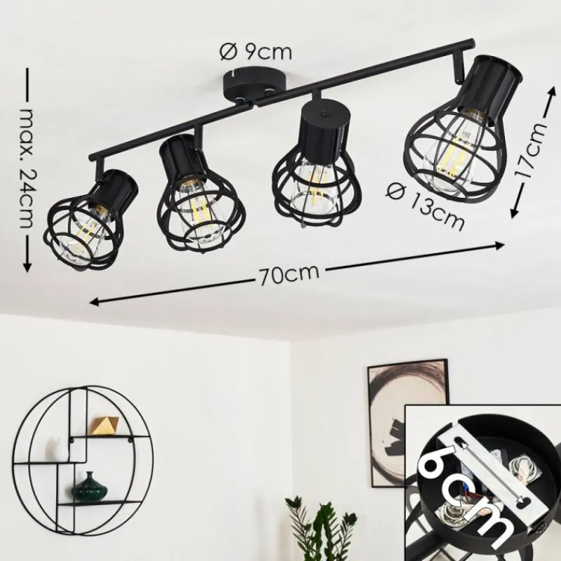 hofstein Plafonnier Gainesville Noir, 4 lumières