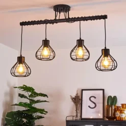 Lampes Vintages & Rétros-hofstein Plafonnier Gainsville Noir, 4 lumières