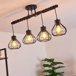 Lampes Vintages & Rétros-hofstein Plafonnier Gainsville Noir, 4 lumières