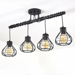 Lampes Vintages & Rétros-hofstein Plafonnier Gainsville Noir, 4 lumières