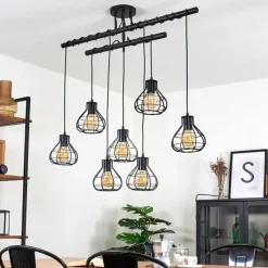 Lampes Vintages & Rétros-hofstein Plafonnier Gainsville Noir, 7 lumières