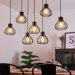 Lampes Vintages & Rétros-hofstein Plafonnier Gainsville Noir, 7 lumières