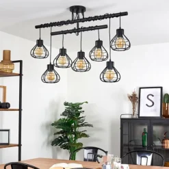 Lampes Vintages & Rétros-hofstein Plafonnier Gainsville Noir, 7 lumières