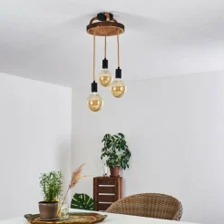 Luminaires Scandinaves-hofstein Plafonnier Garland Bois foncé, Noir, 3 lumières