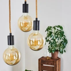 Luminaires Scandinaves-hofstein Plafonnier Garland Bois foncé, Noir, 3 lumières