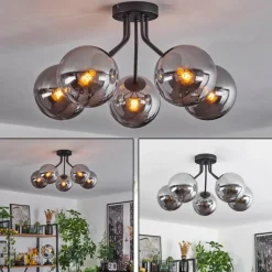 hofstein Plafonnier Gastor Noir, 5 lumières