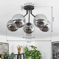 hofstein Plafonnier Gastor Noir, 5 lumières