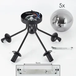 hofstein Plafonnier Gastor Noir, 5 lumières