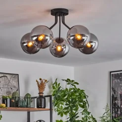 hofstein Plafonnier Gastor Noir, 5 lumières