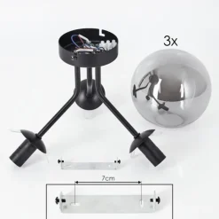 hofstein Plafonnier Gastor Noir, 3 lumières