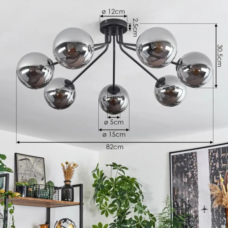 hofstein Plafonnier Gastor Noir, 7 lumières