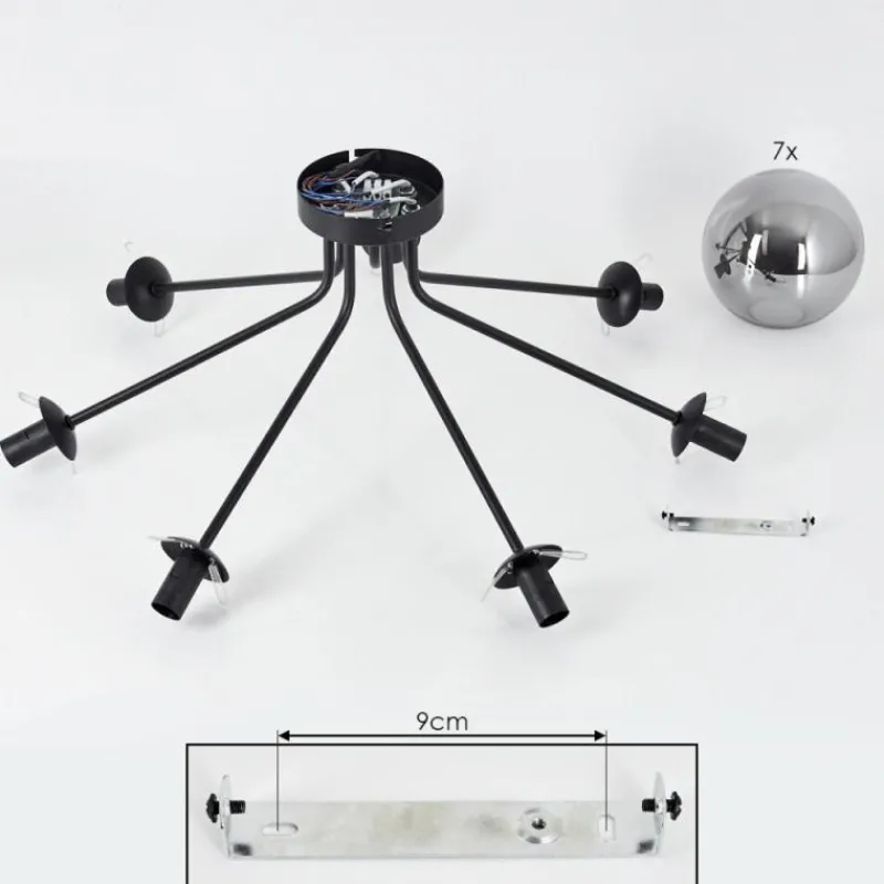 hofstein Plafonnier Gastor Noir, 7 lumières