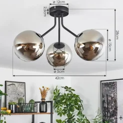 hofstein Plafonnier Gastor Noir, 3 lumières