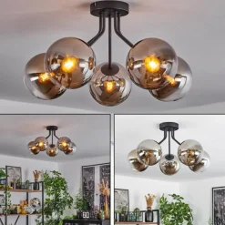 hofstein Plafonnier Gastor Noir, 5 lumières