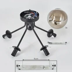 hofstein Plafonnier Gastor Noir, 5 lumières