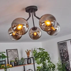 hofstein Plafonnier Gastor Noir, 5 lumières