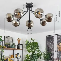 hofstein Plafonnier Gastor Noir, 7 lumières