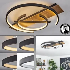 hofstein Plafonnier Gauvin LED Brun, Couleur bois, Noir, 1 lumière