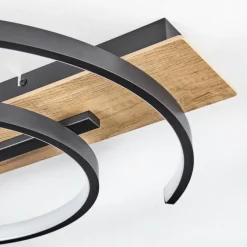 hofstein Plafonnier Gauvin LED Brun, Couleur bois, Noir, 1 lumière