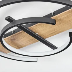 hofstein Plafonnier Gauvin LED Brun, Couleur bois, Noir, 1 lumière