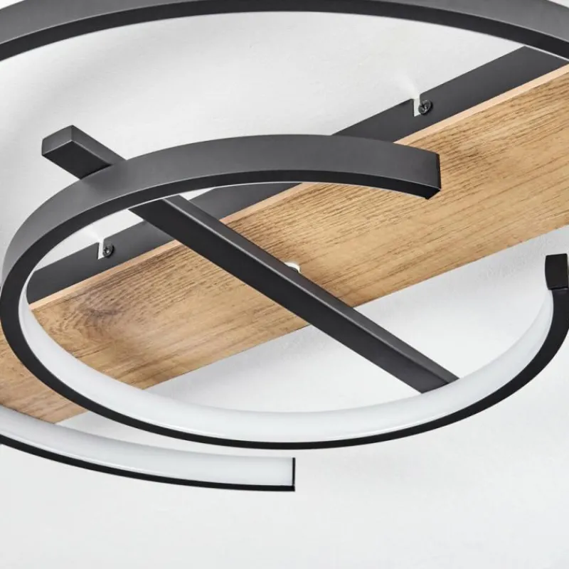 hofstein Plafonnier Gauvin LED Brun, Couleur bois, Noir, 1 lumière