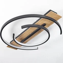 hofstein Plafonnier Gauvin LED Brun, Couleur bois, Noir, 1 lumière