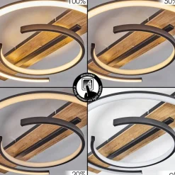 hofstein Plafonnier Gauvin LED Brun, Couleur bois, Noir, 1 lumière