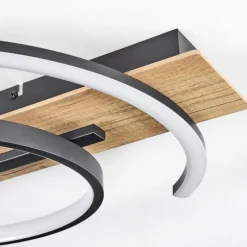 hofstein Plafonnier Gauvin LED Brun, Couleur bois, Noir, 1 lumière