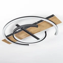 hofstein Plafonnier Gauvin LED Brun, Couleur bois, Noir, 1 lumière