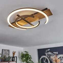 hofstein Plafonnier Gauvin LED Brun, Couleur bois, Noir, 1 lumière