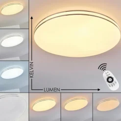 hofstein Plafonnier Genthin LED Blanc, 1 lumière, Télécommandes