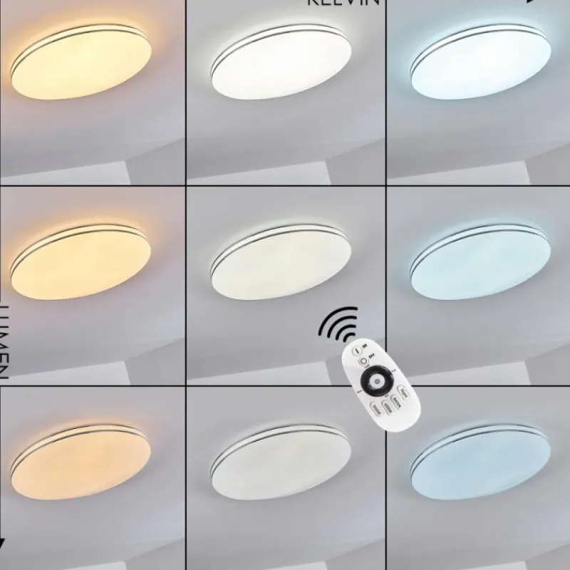 hofstein Plafonnier Genthin LED Blanc, 1 lumière, Télécommandes