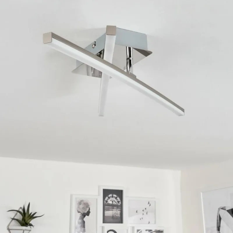 hofstein Plafonnier Georgina LED Chrome, 2 lumières* Éclairage Led
