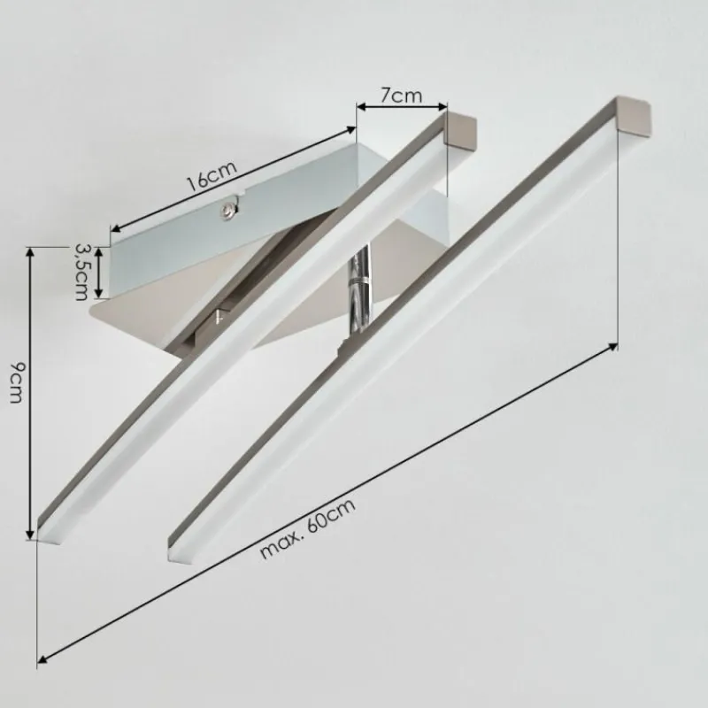 hofstein Plafonnier Georgina LED Chrome, 2 lumières* Éclairage Led