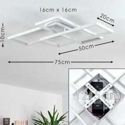 hofstein Plafonnier Ghana LED Blanc, 4 lumières, Télécommandes, Changeur de couleurs