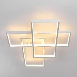 hofstein Plafonnier Ghana LED Blanc, 4 lumières, Télécommandes, Changeur de couleurs