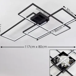 hofstein Plafonnier Ghana LED Noir, 1 lumière, Télécommandes