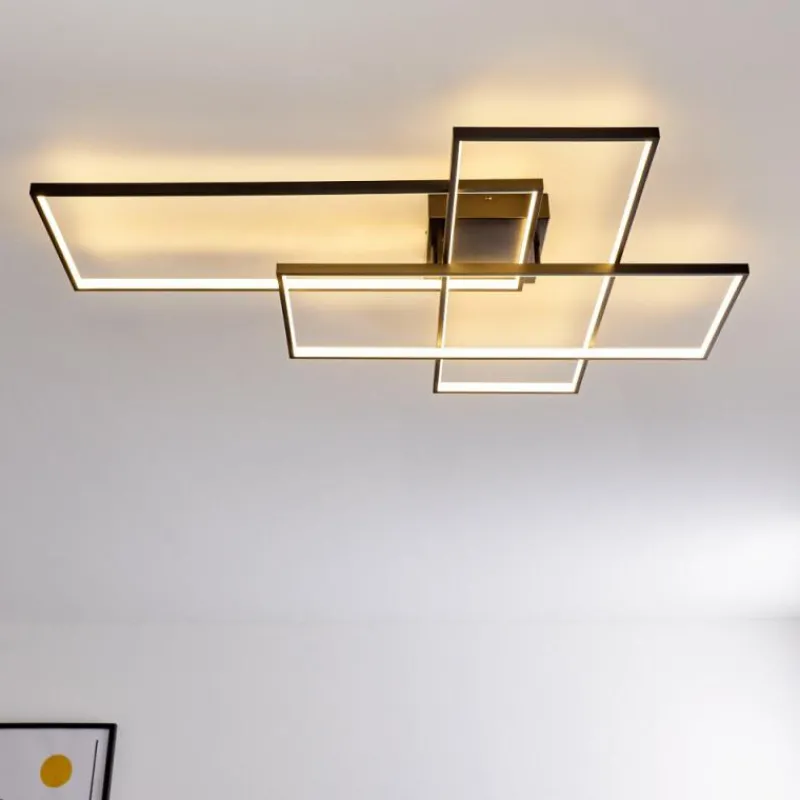 hofstein Plafonnier Ghana LED Noir, 1 lumière, Télécommandes