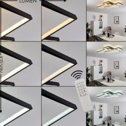 hofstein Plafonnier Ghana LED Noir, 1 lumière, Télécommandes